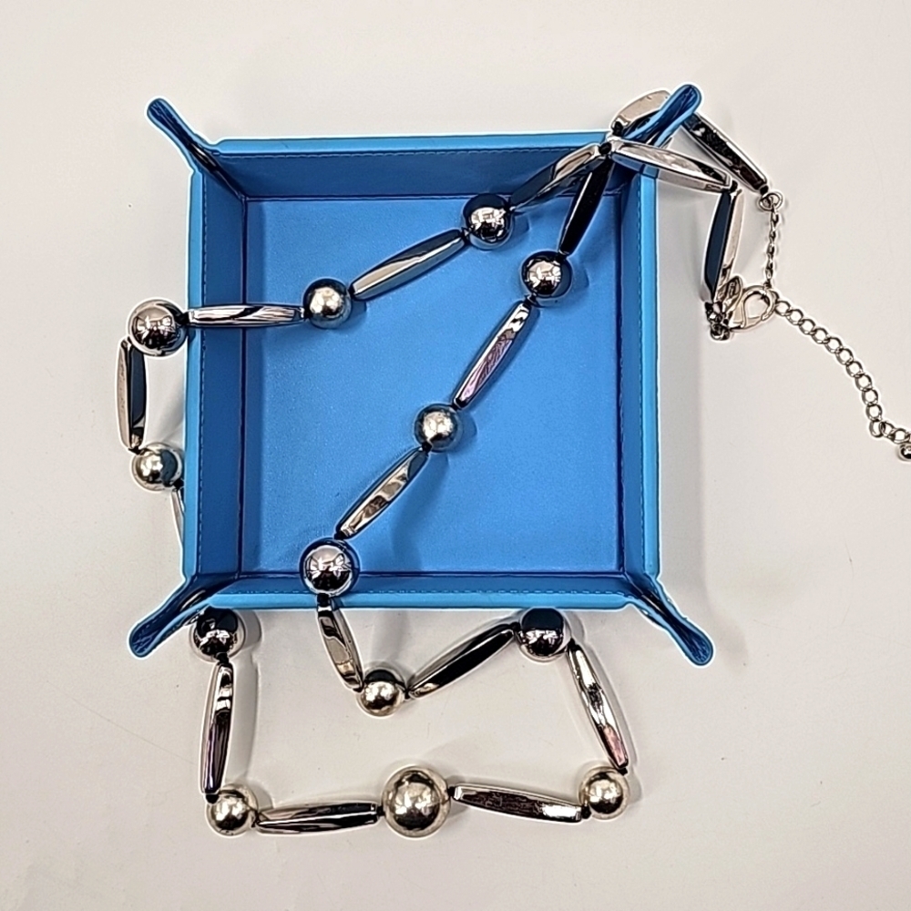 Chico's Shiny Reflective 70's Disco Mirror Linked‎ Necklace